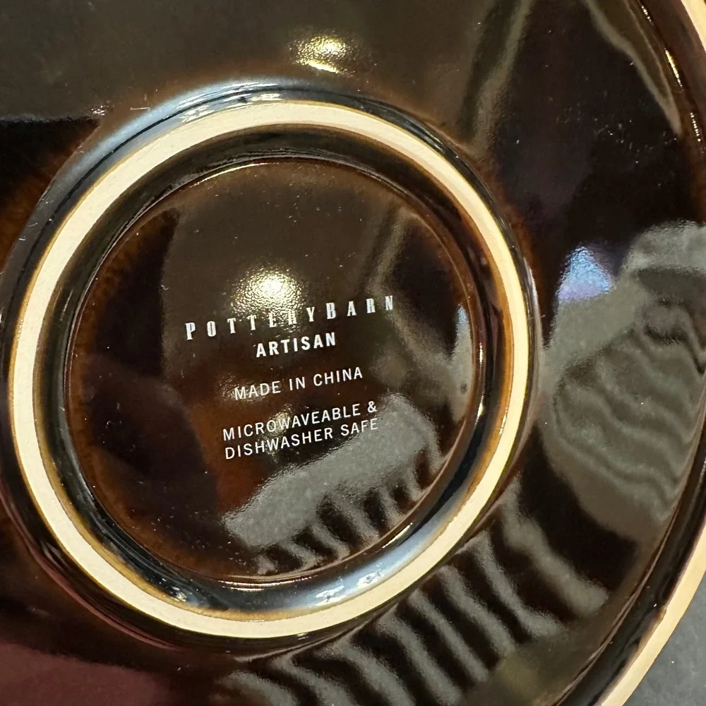 Pottery Barn ARTISAN Brown Ceramic 10.75 inch Round Dinner Serving Plate
